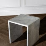 Stria Travertine and White Marble Side Table – Unique Design for Spaces - White Marble